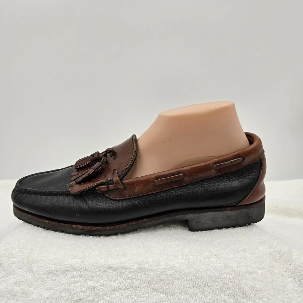 Allen Edmonds Nashua Mens Size 10 D Black/Brown Leather Kiltie Tassel Loafers